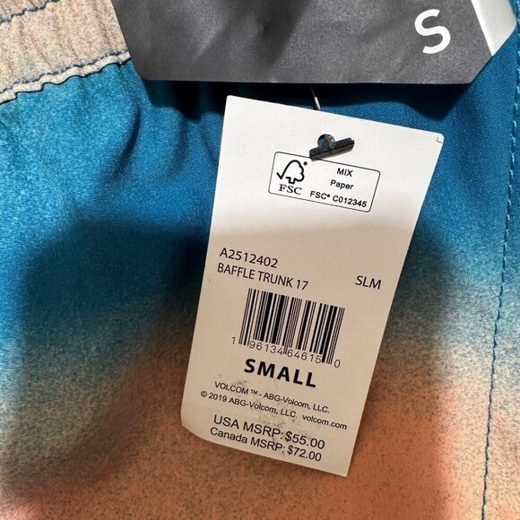 Volcom Mens Size S Baffle Trunk 17 Blue Salmon Swim Board Short NWT‎ - Picture 9 of 10